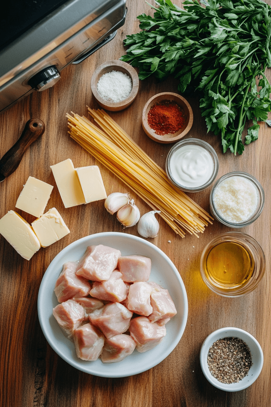 Garlic Butter Chicken Bites Pasta