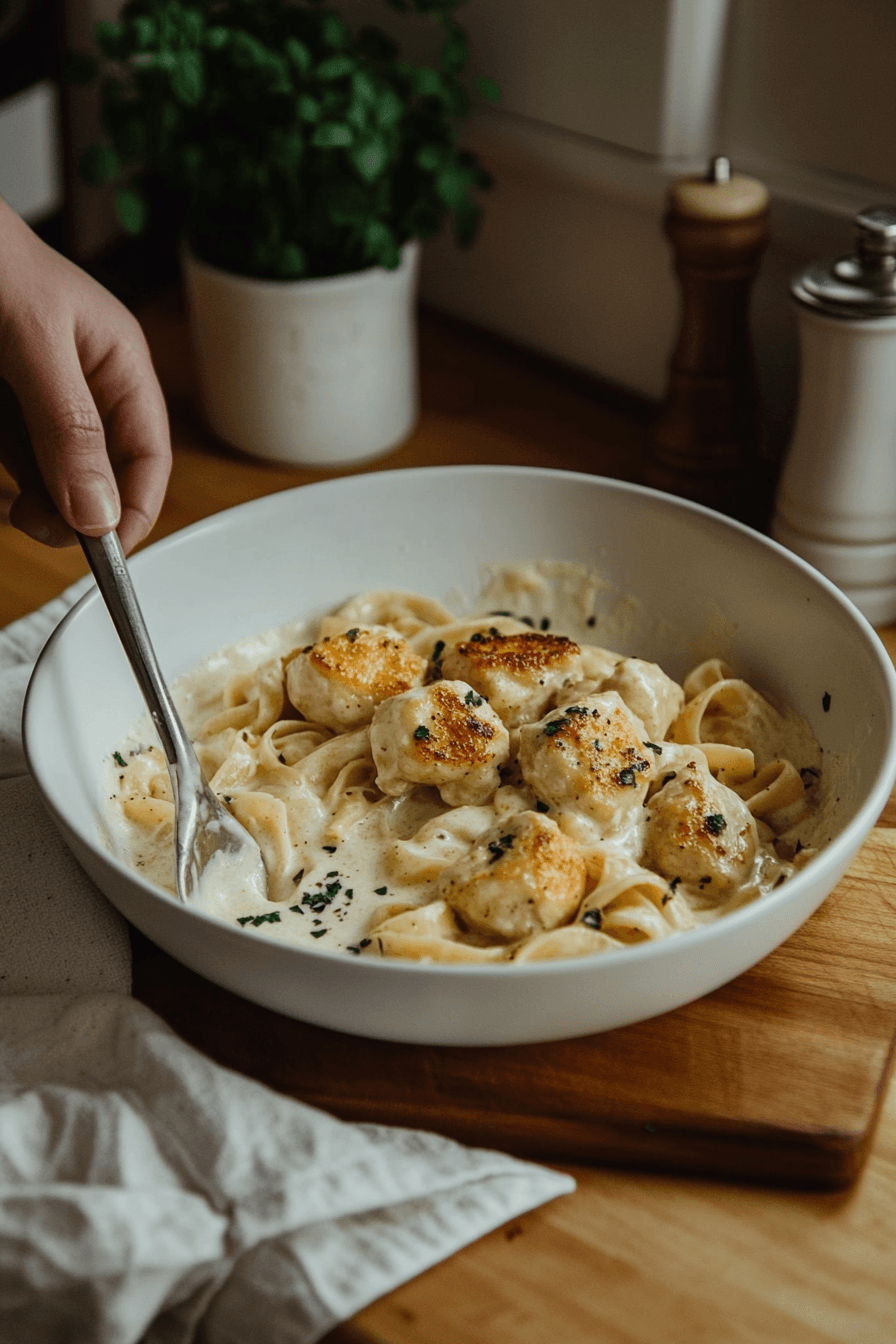 Garlic Butter Chicken Bites Pasta