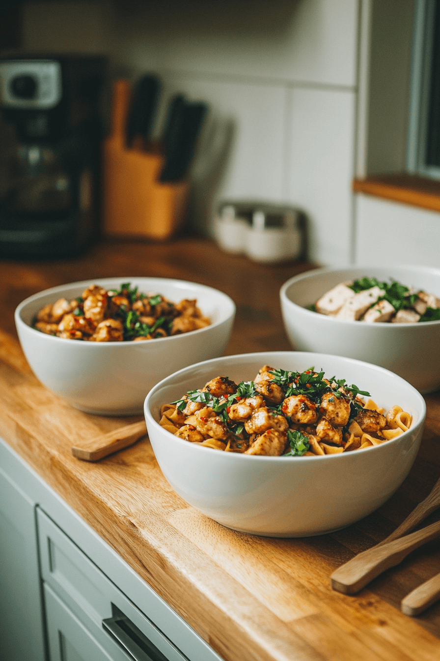 Garlic Butter Chicken Bites Pasta