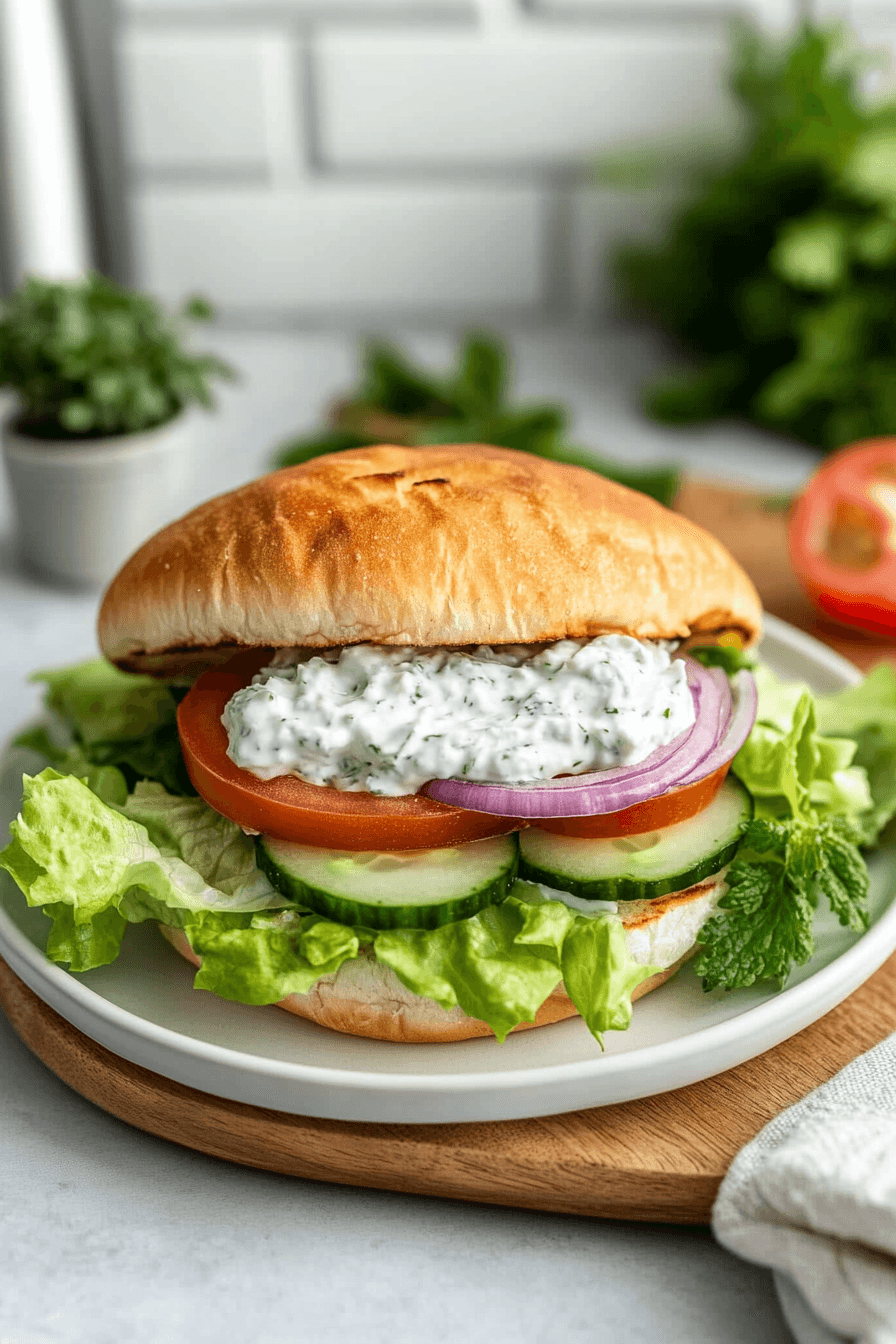 Greek Stuffed Feta Burgers With Tzatziki