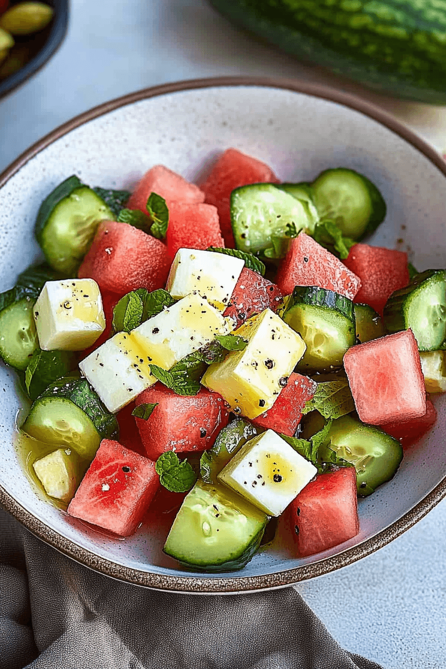 Refreshing Watermelon And Cucumber Salad With Feta And Mint - A Delightful Summer Dish 13 Watermelon And Cucumber Salad