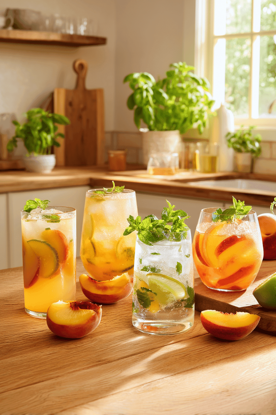 Fresh Peach Mojitos