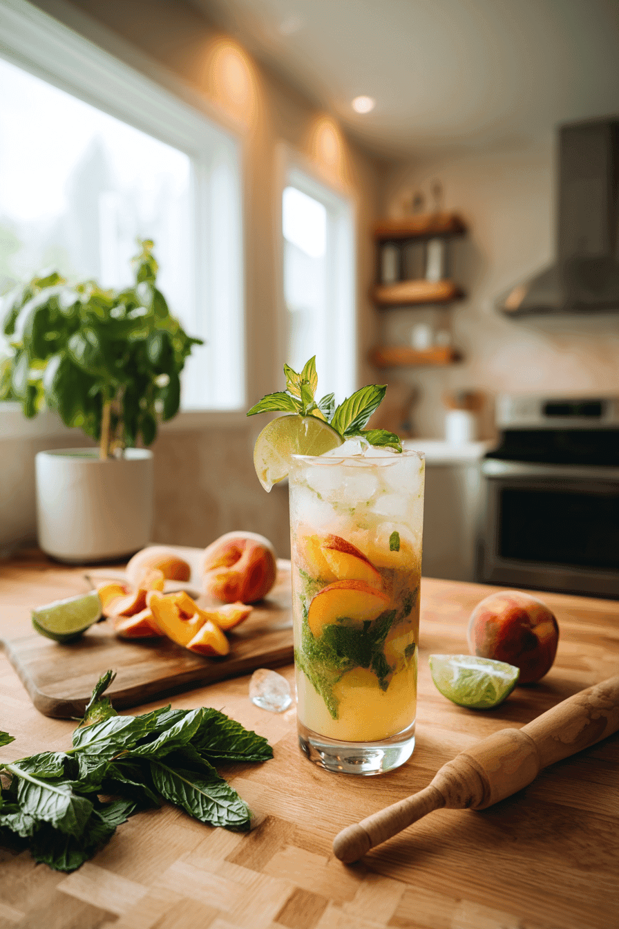 Fresh Peach Mojitos