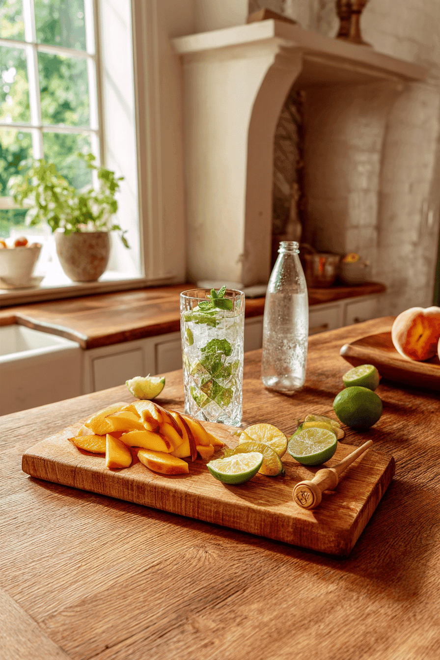 Fresh Peach Mojitos