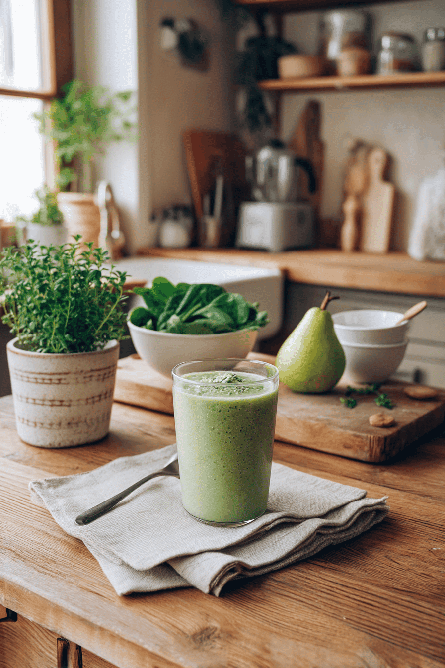 Pear Smoothie With Spinach