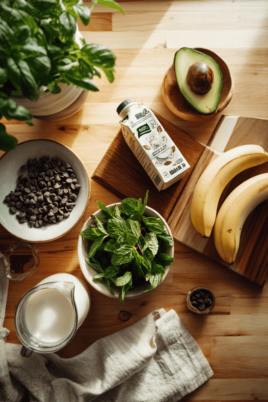 Vegan Mint Chocolate Chip Smoothie