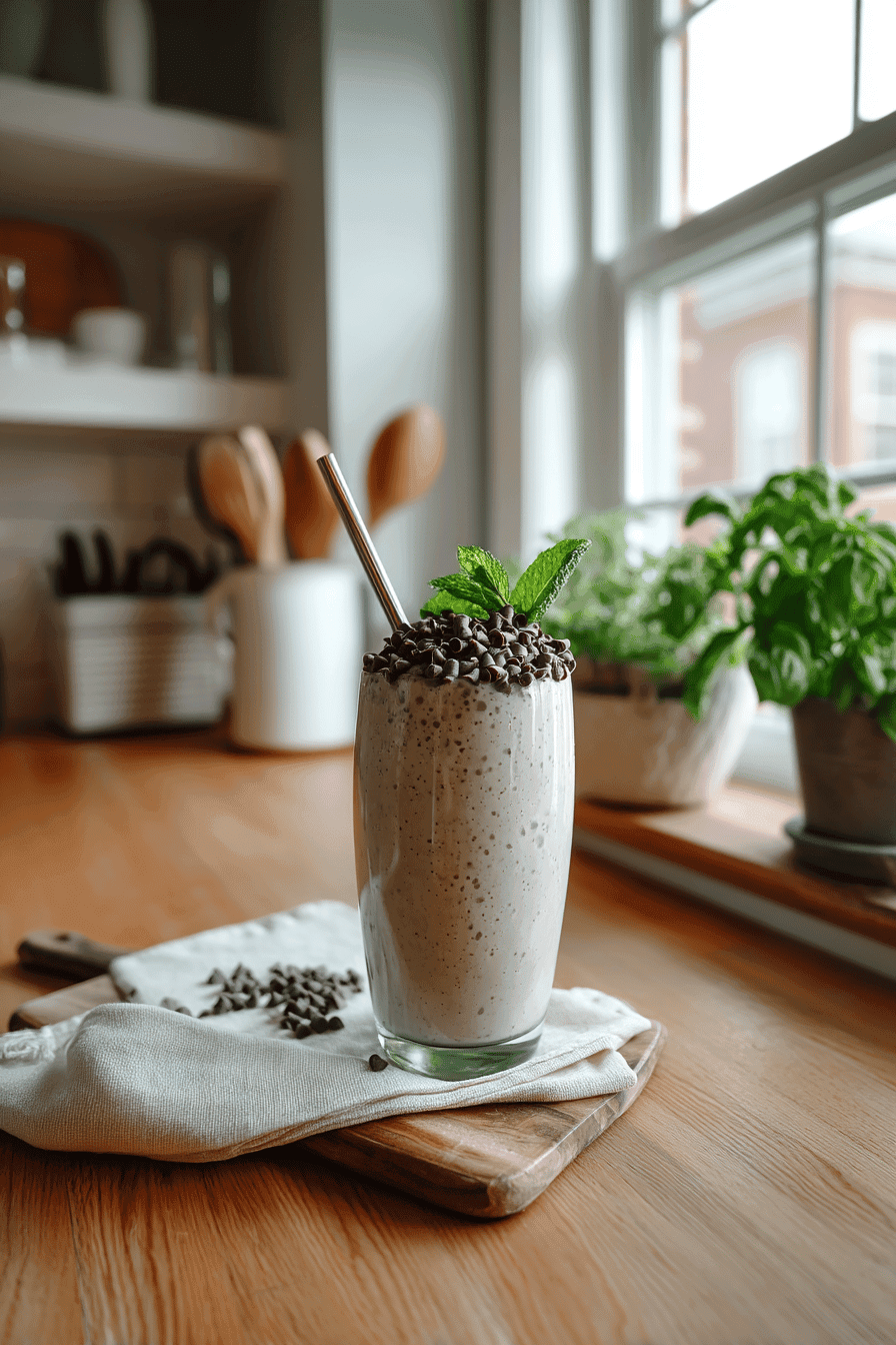 Vegan Mint Chocolate Chip Smoothie