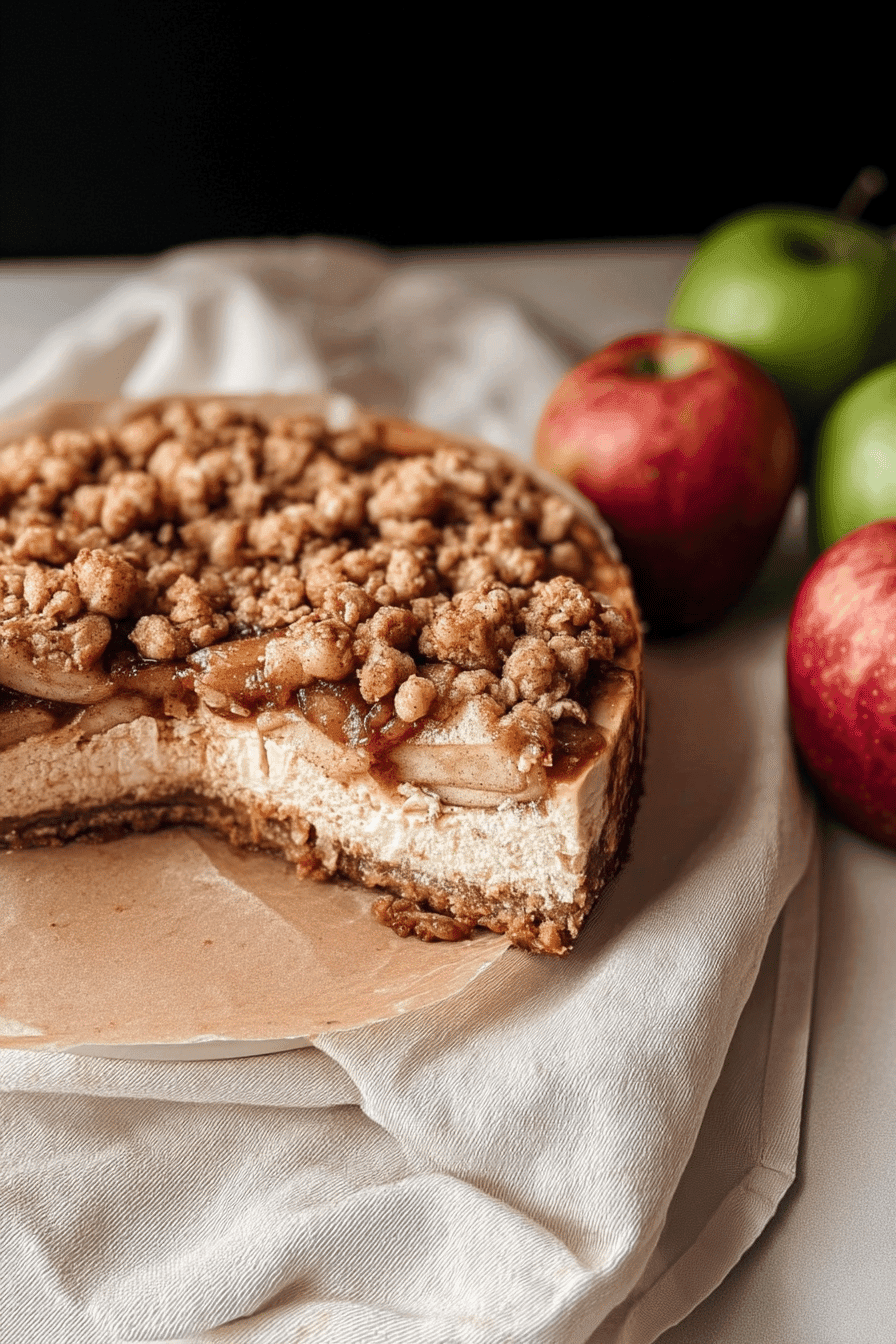 Apple Crumble Cheesecake With Caramel Drizzle – A Creamy Dessert With A Buttery Crunch 6 Apple Crumble Cheesecake