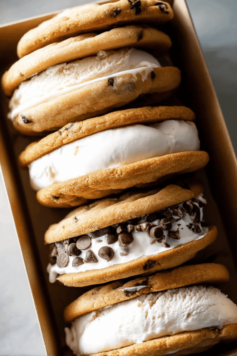 Chocolate Chip Ice Cream Sandwich Cookies With Soft Chewy Cookies And Creamy Vanilla Filling 8 Chocolate Chip Ice Cream Sandwich Cookies 2.Png