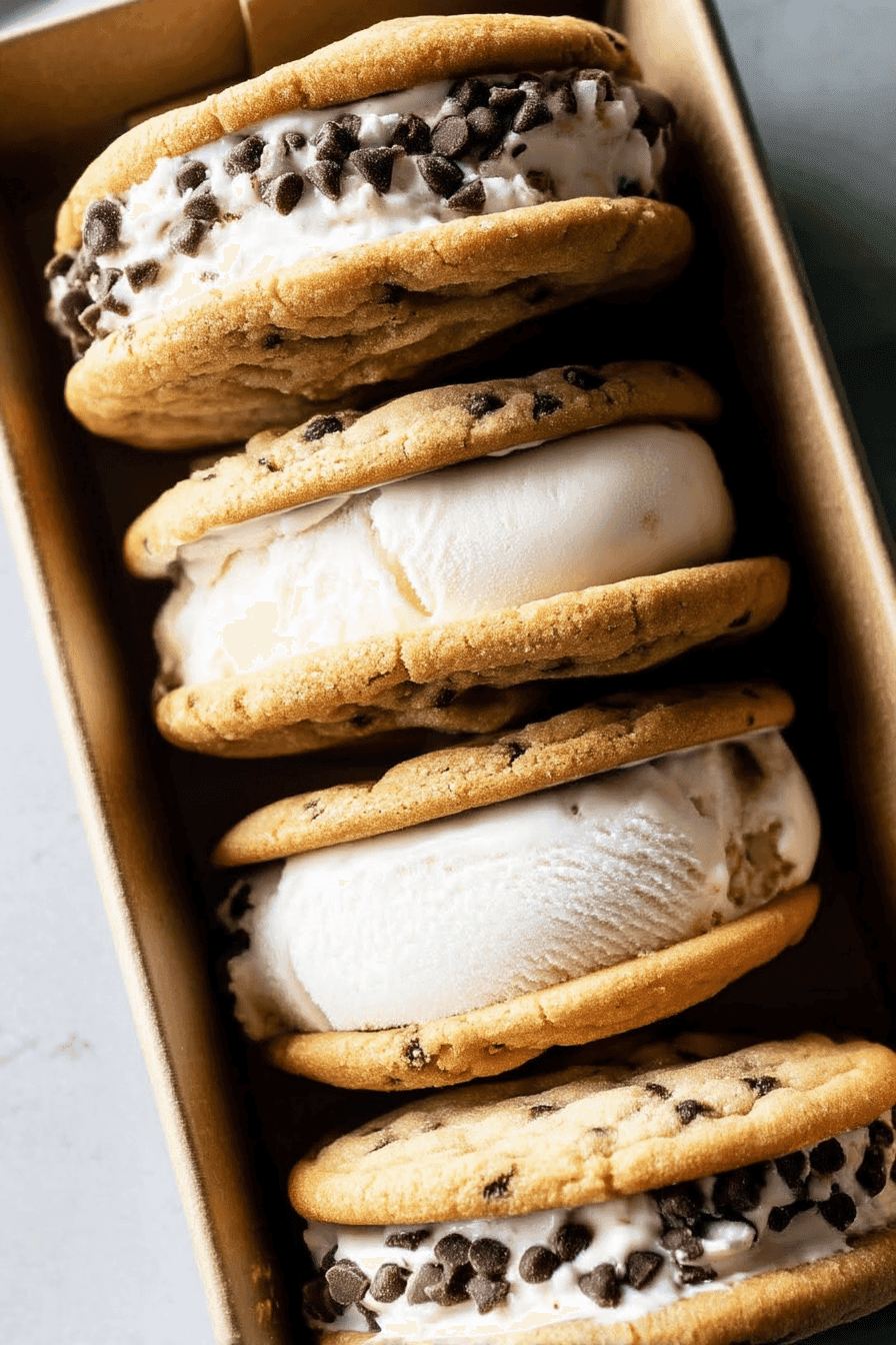 Chocolate Chip Ice Cream Sandwich Cookies With Soft Chewy Cookies And Creamy Vanilla Filling 6 Chocolate Chip Ice Cream Sandwich Cookies