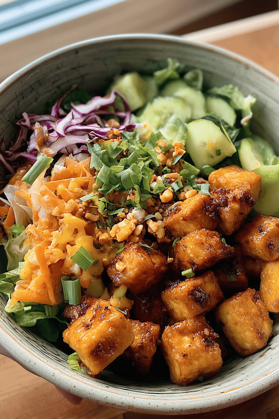 Crispy Tofu Bowl With Sweet Glaze And Savory Stir Fry Veggies 7 Crispy Tofu Bowl