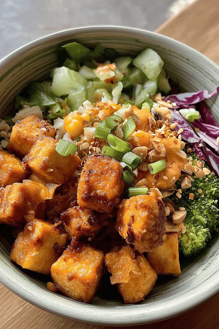 Crispy Tofu Bowl With Sweet Glaze And Savory Stir Fry Veggies 6 Crispy Tofu Bowl