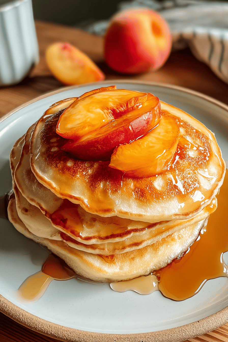 Fluffy Peach Pancakes