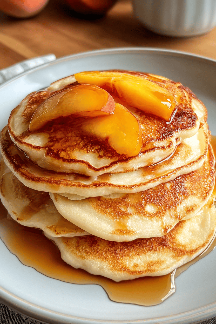 Fluffy Peach Pancakes