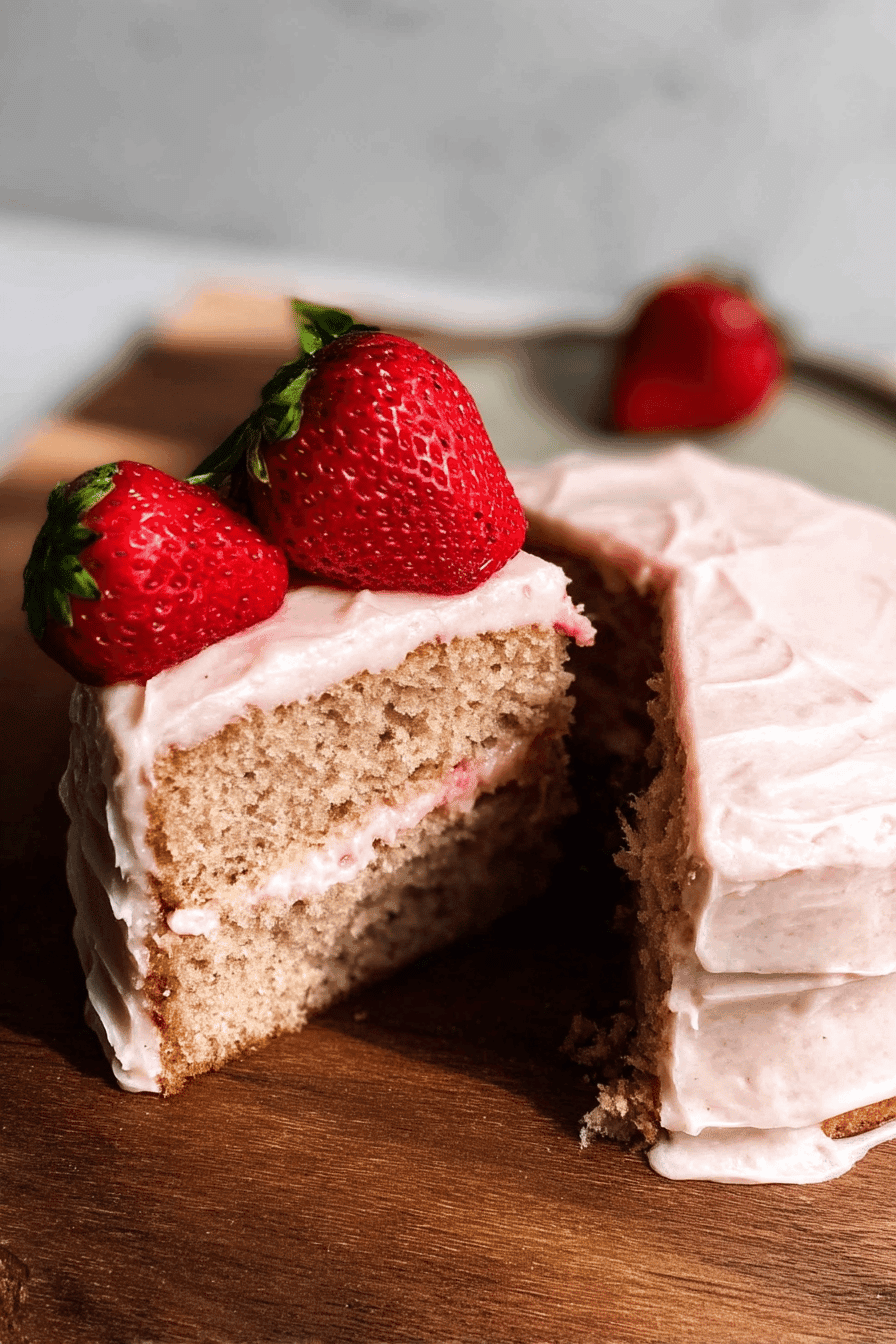 Fresh Strawberry Cake Made From Scratch With Real Berries