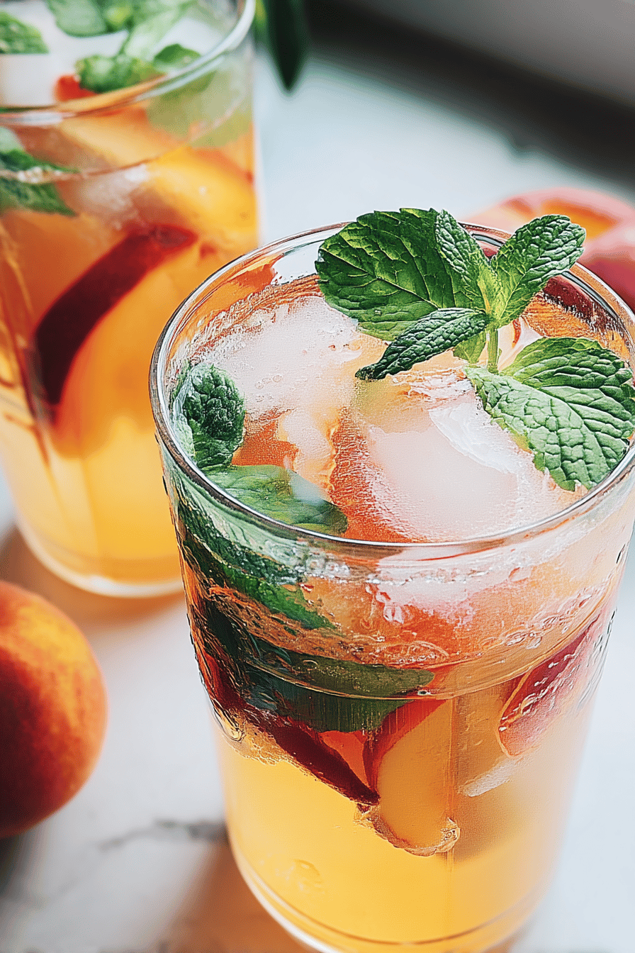 Infused Water With Peach And Mint