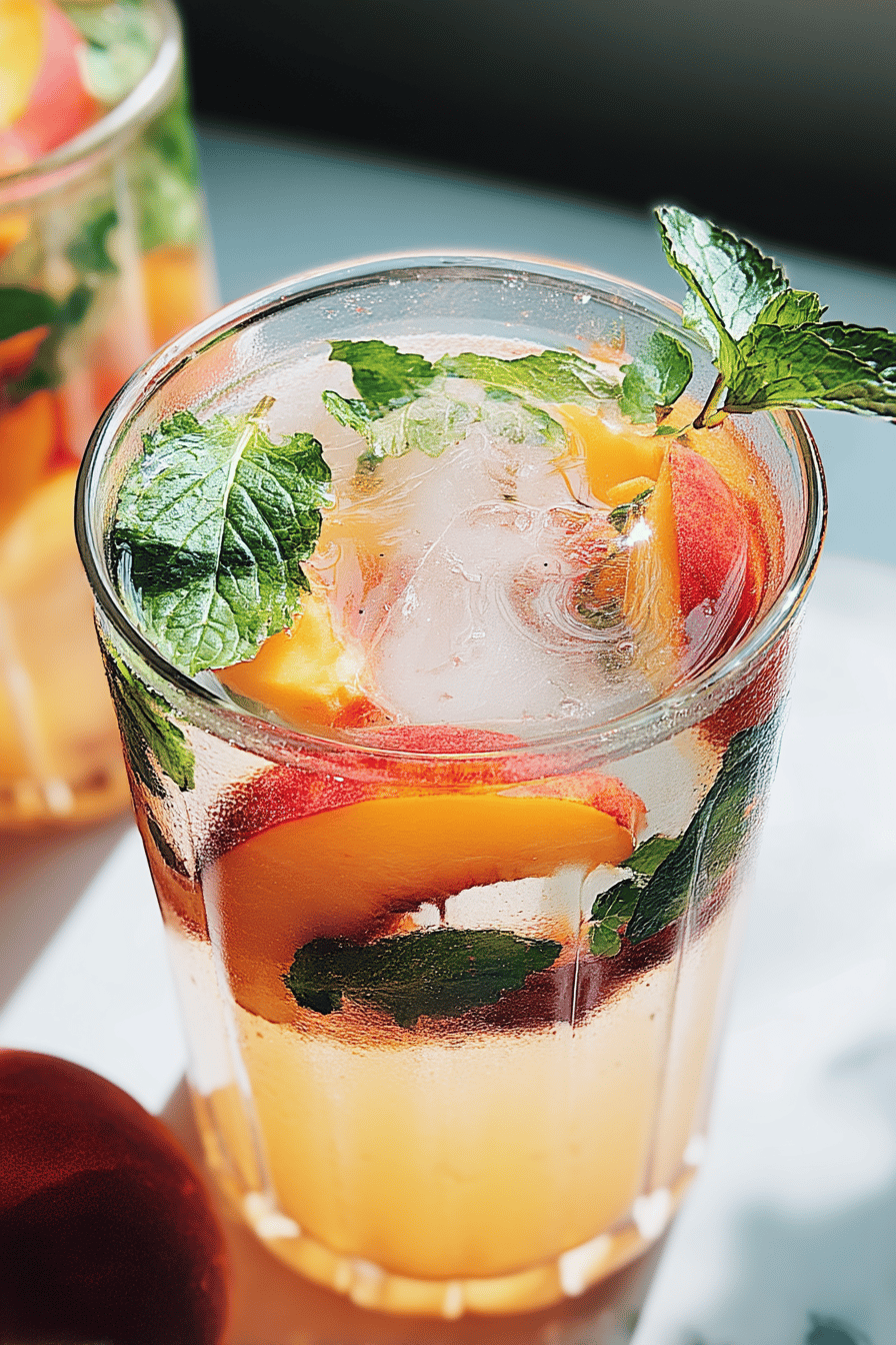 Infused Water With Peach And Mint