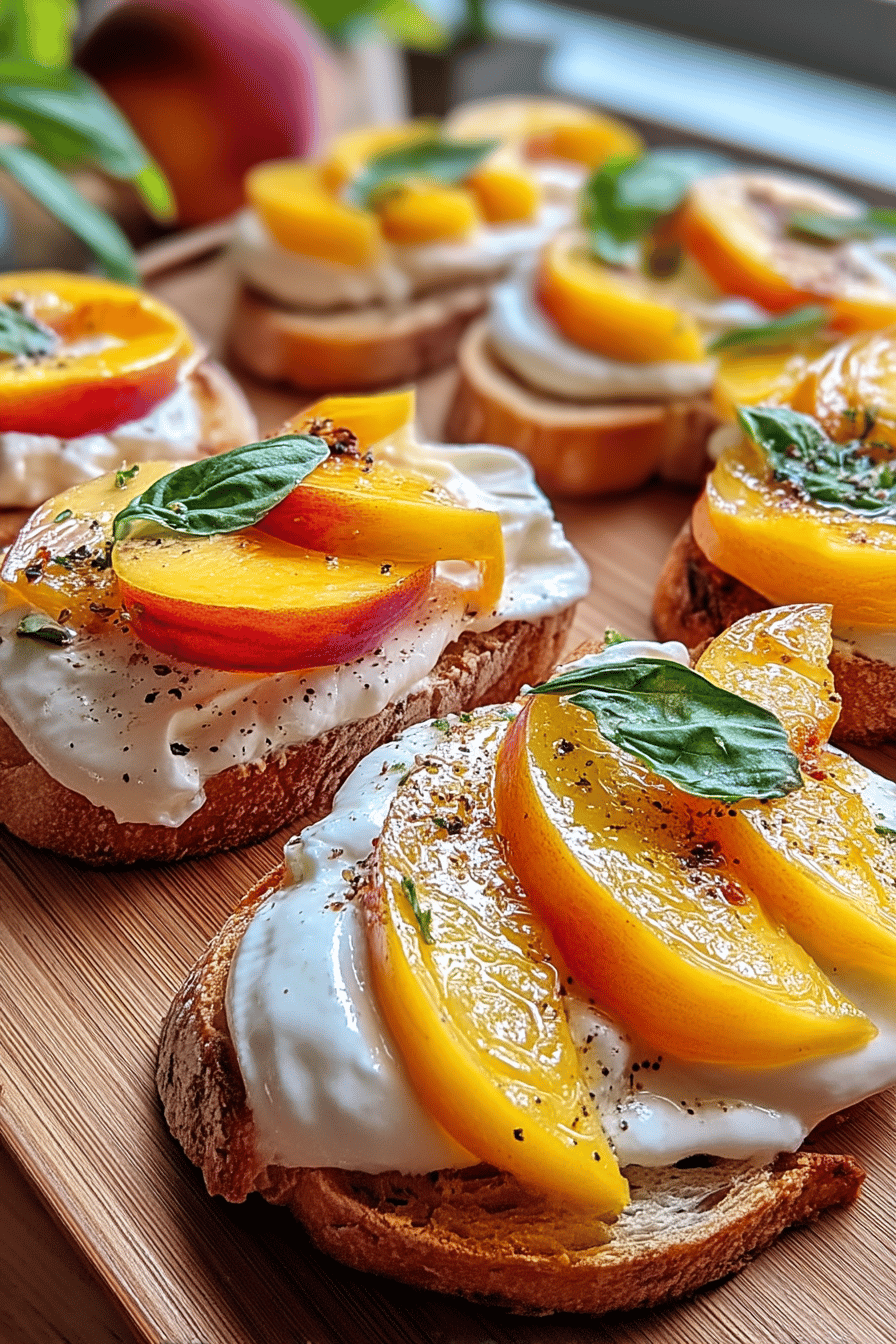 Peach Burrata Crostini