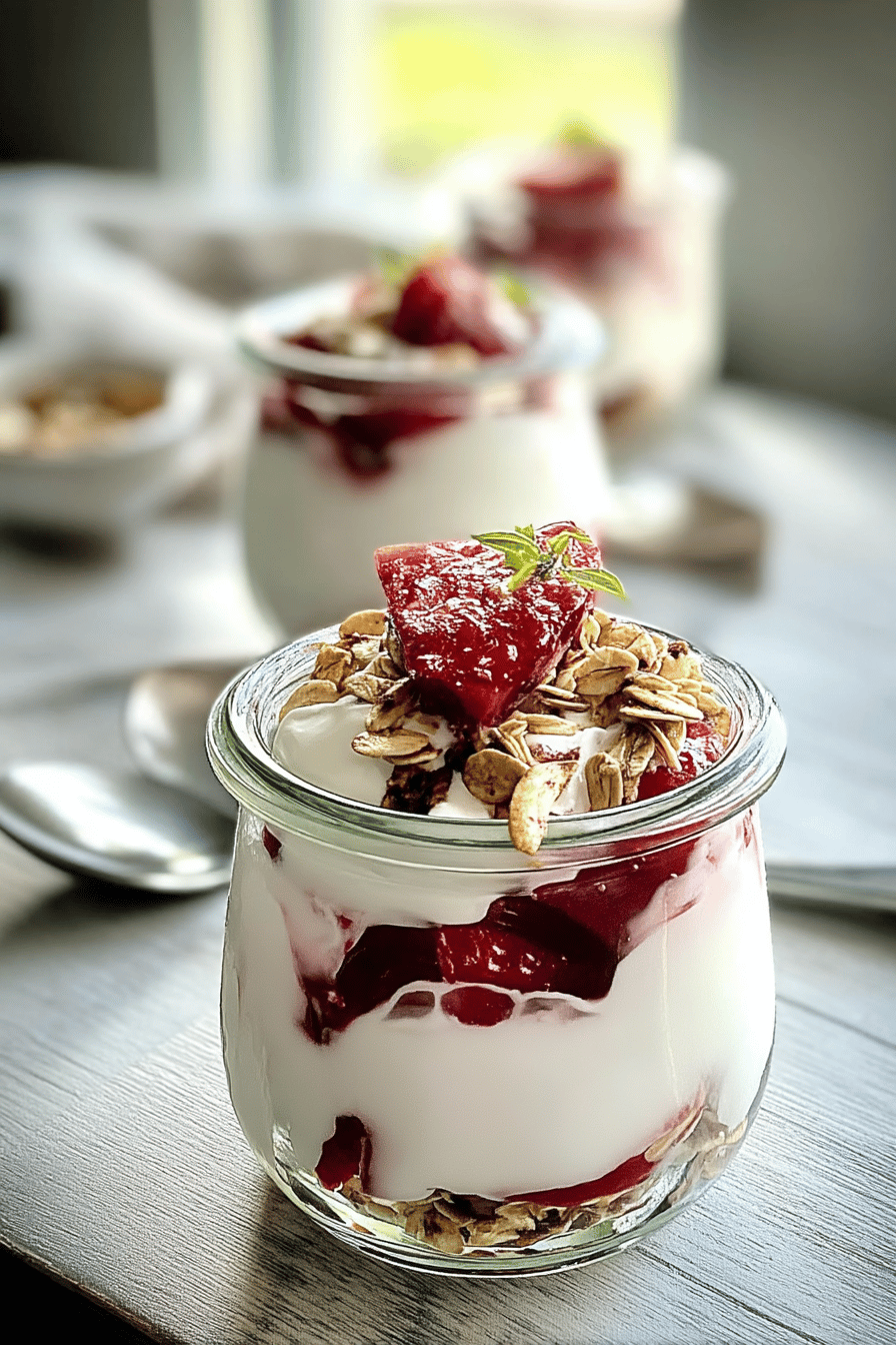 Rhubarb Yogurt Parfait With Roasted Strawberries Recipe 7 Rhubarb Yogurt Parfait