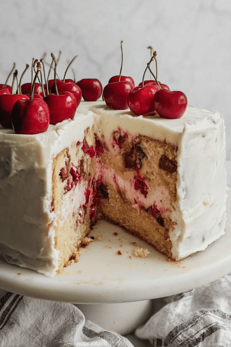 Vanilla Cherry Cake Recipe From Scratch With Fresh Cherries In A 13X9 Pan 8 Vanilla Cherry Cake 2.Png