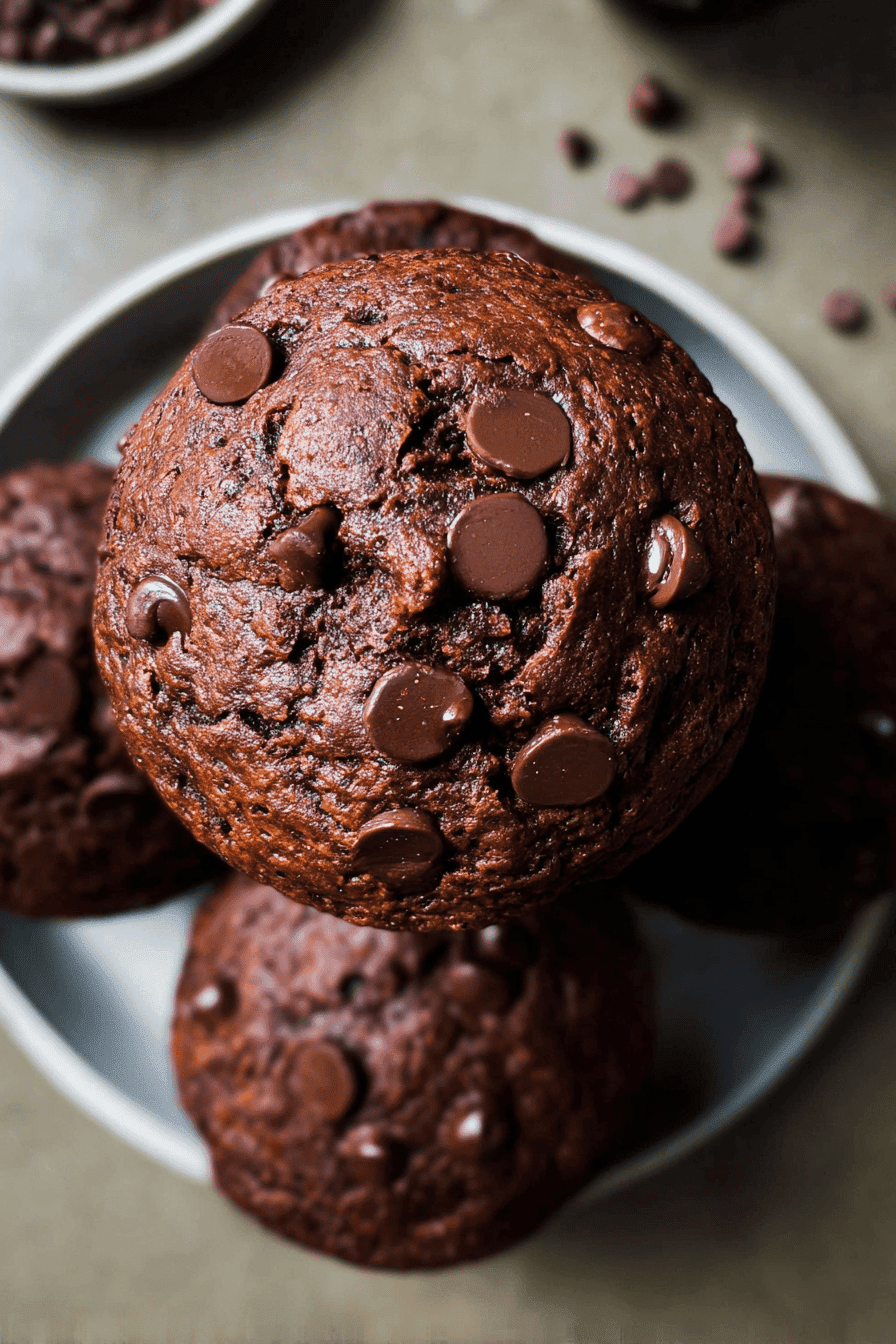 Chocolate Banana Chia Seed Muffins