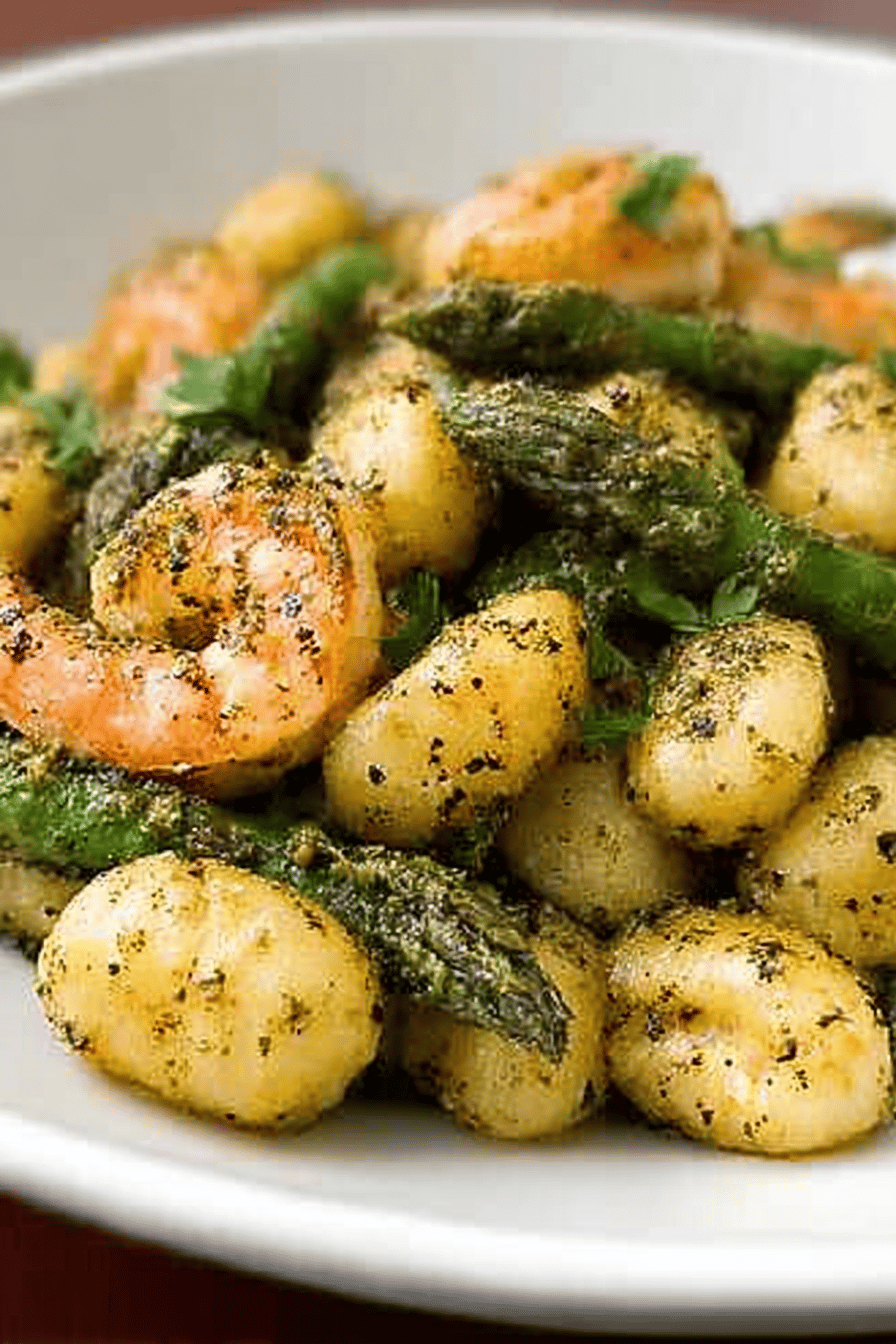 Gnocchi With Shrimp Asparagus And Pesto