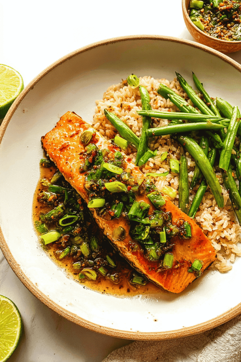 Honey Salmon With Ginger Scallion Sauce 39.Png