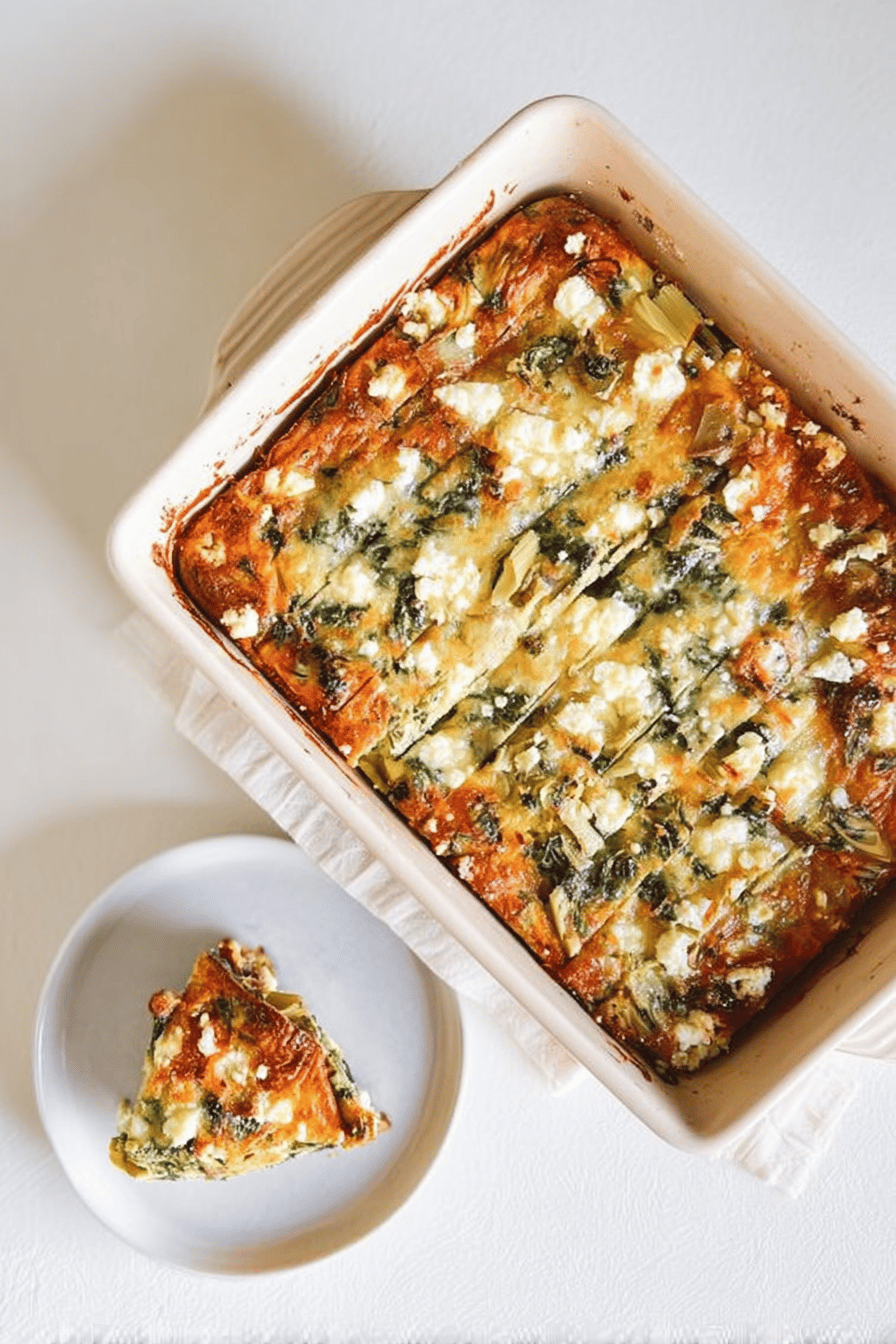 Overnight Spinach Artichoke Egg Bake