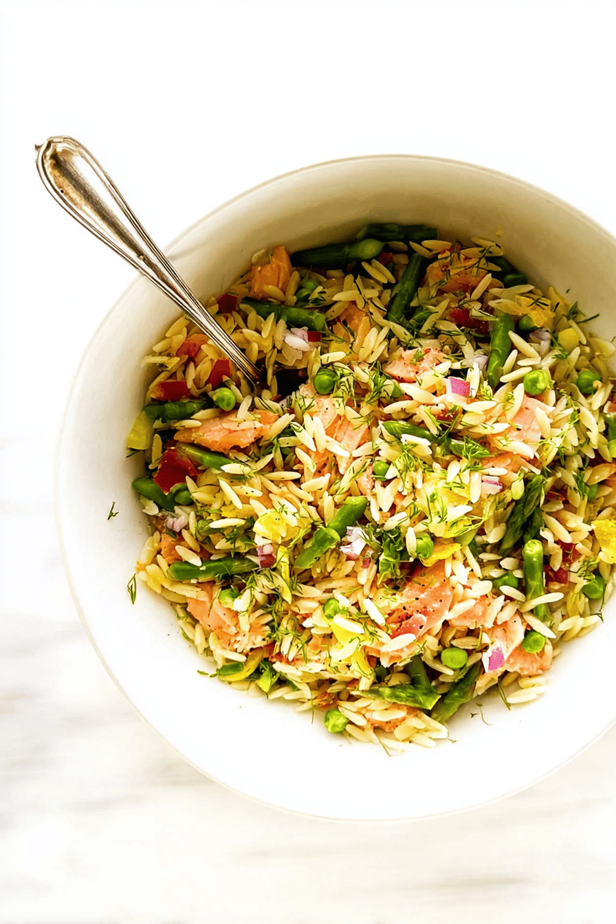 Salmon Asparagus Orzo Salad