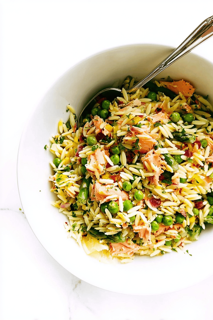 Salmon Asparagus Orzo Salad