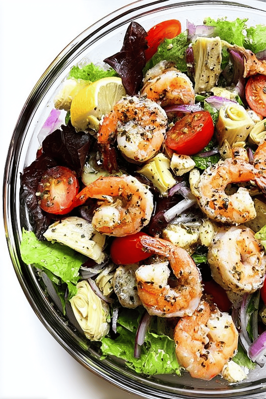 Shrimp Artichoke Green Salad With Lemon Vinaigrette