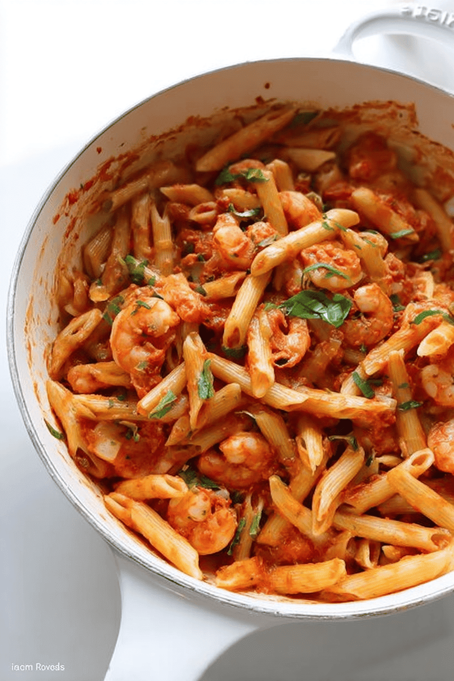Shrimp Pasta With Creamy Tomato Basil Sauce