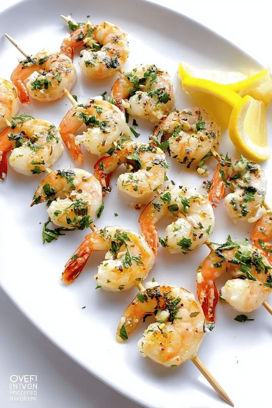 Grilled Shrimp Scampi Skewers With Garlic Butter Sauce 6 Shrimp Scampi Skewers