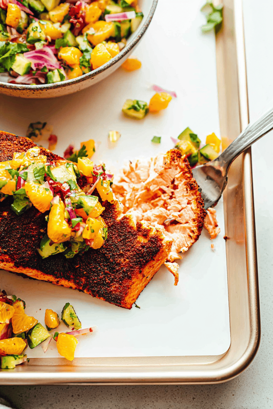 Sumac Blackened Salmon With Citrus Salsa
