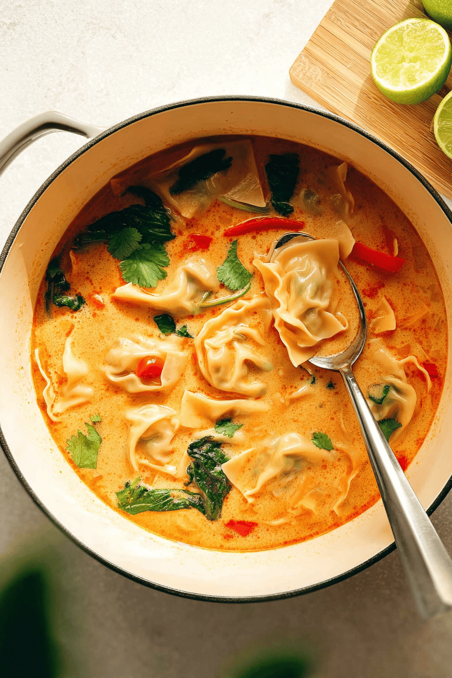 Thai Red Curry Potsticker Soup
