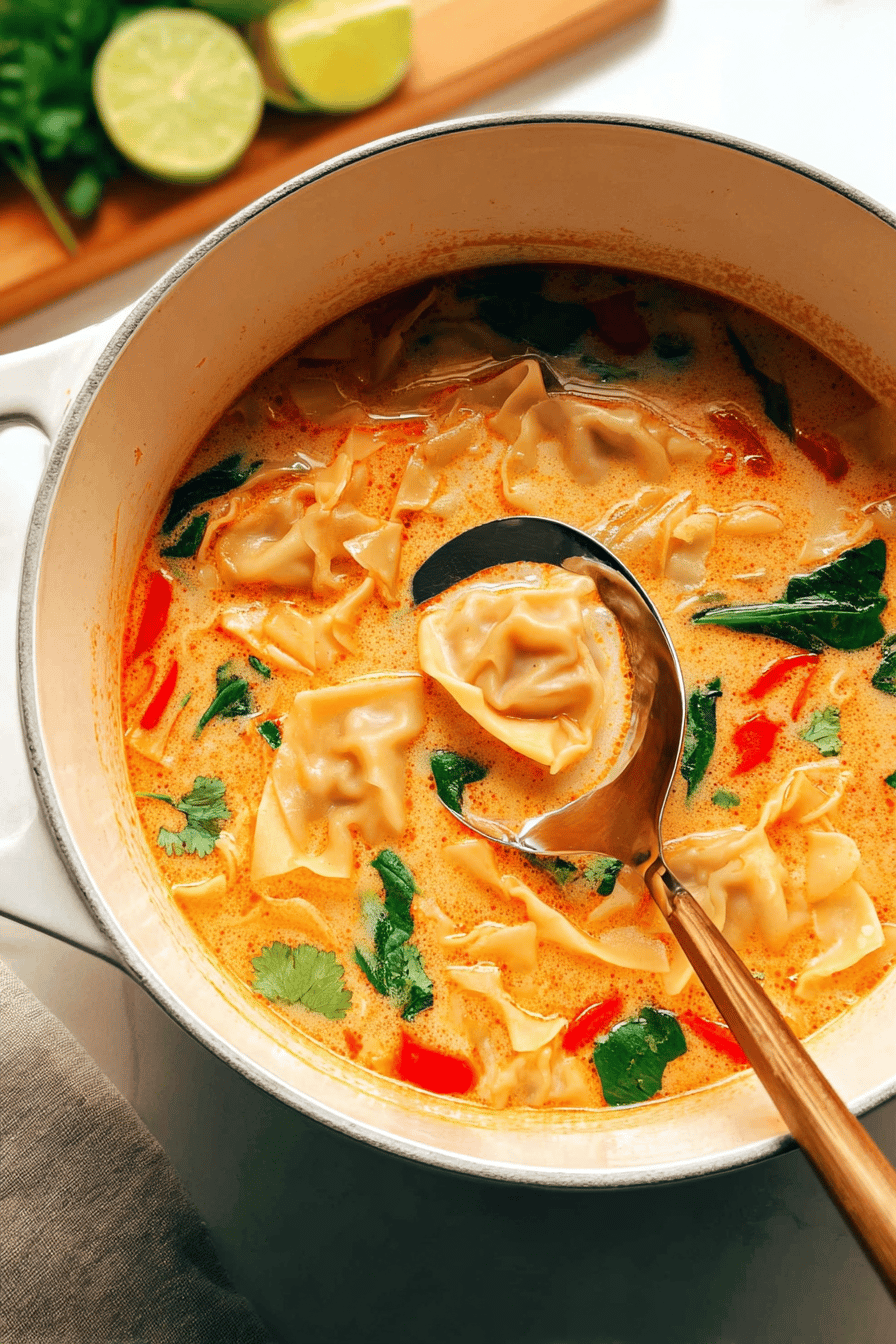 Thai Red Curry Potsticker Soup