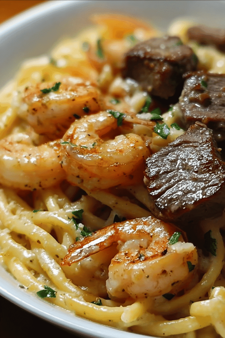 Cajun Shrimp And Steak Alfredo Pasta 17.Png