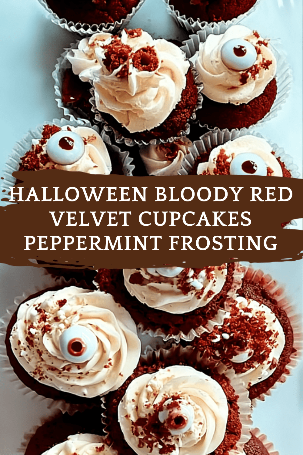 Halloween Bloody Red Velvet Cupcakes Peppermint Frosting