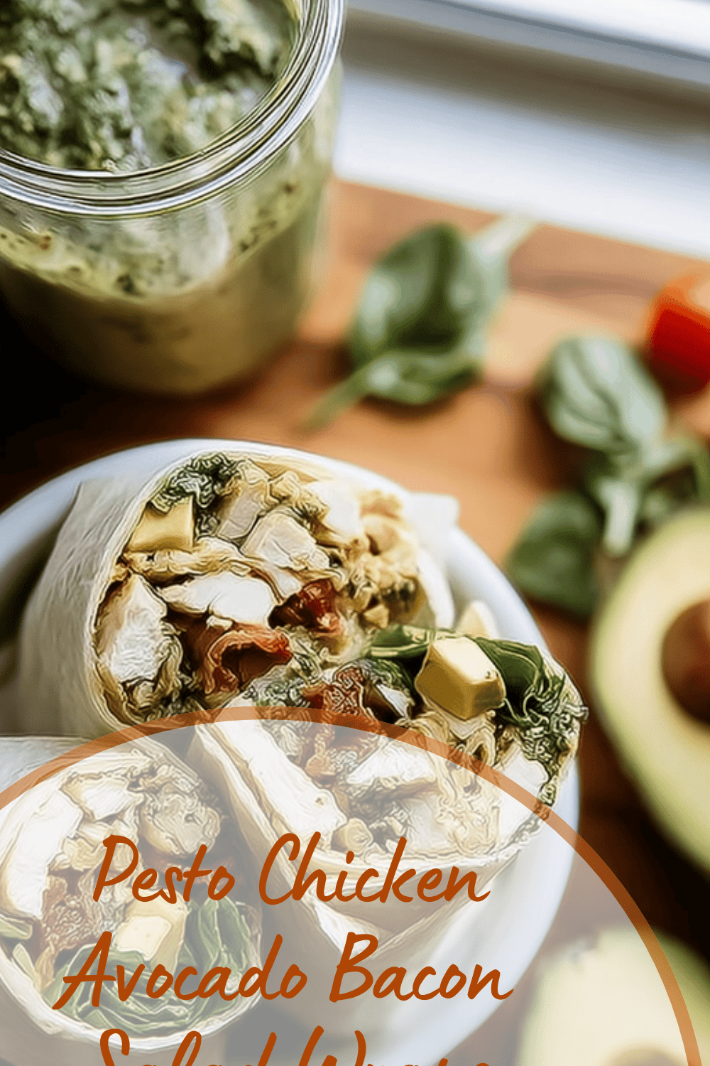 Pesto Chicken Avocado Bacon Salad Wraps