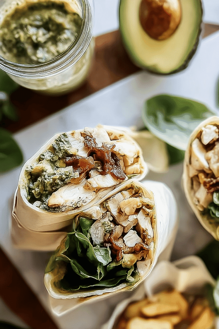 Pesto Chicken Avocado Bacon Salad Wraps 49.Png