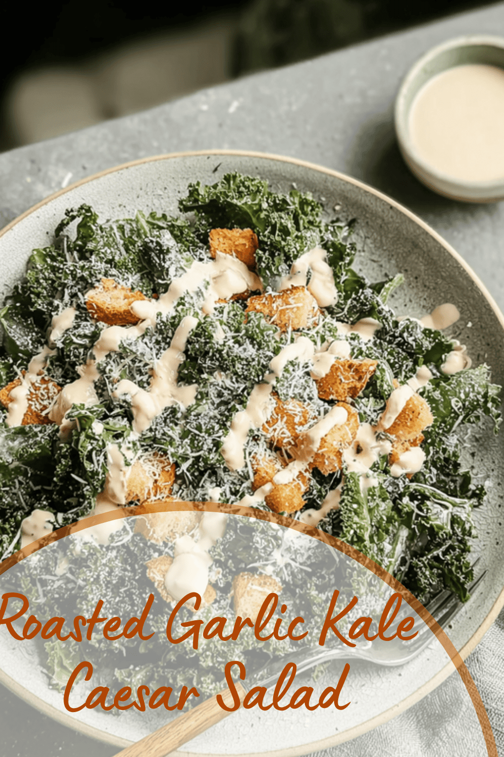 Roasted Garlic Kale Caesar Salad