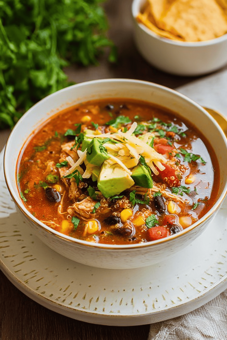Slow Cooker Chicken Enchilada Quinoa Soup