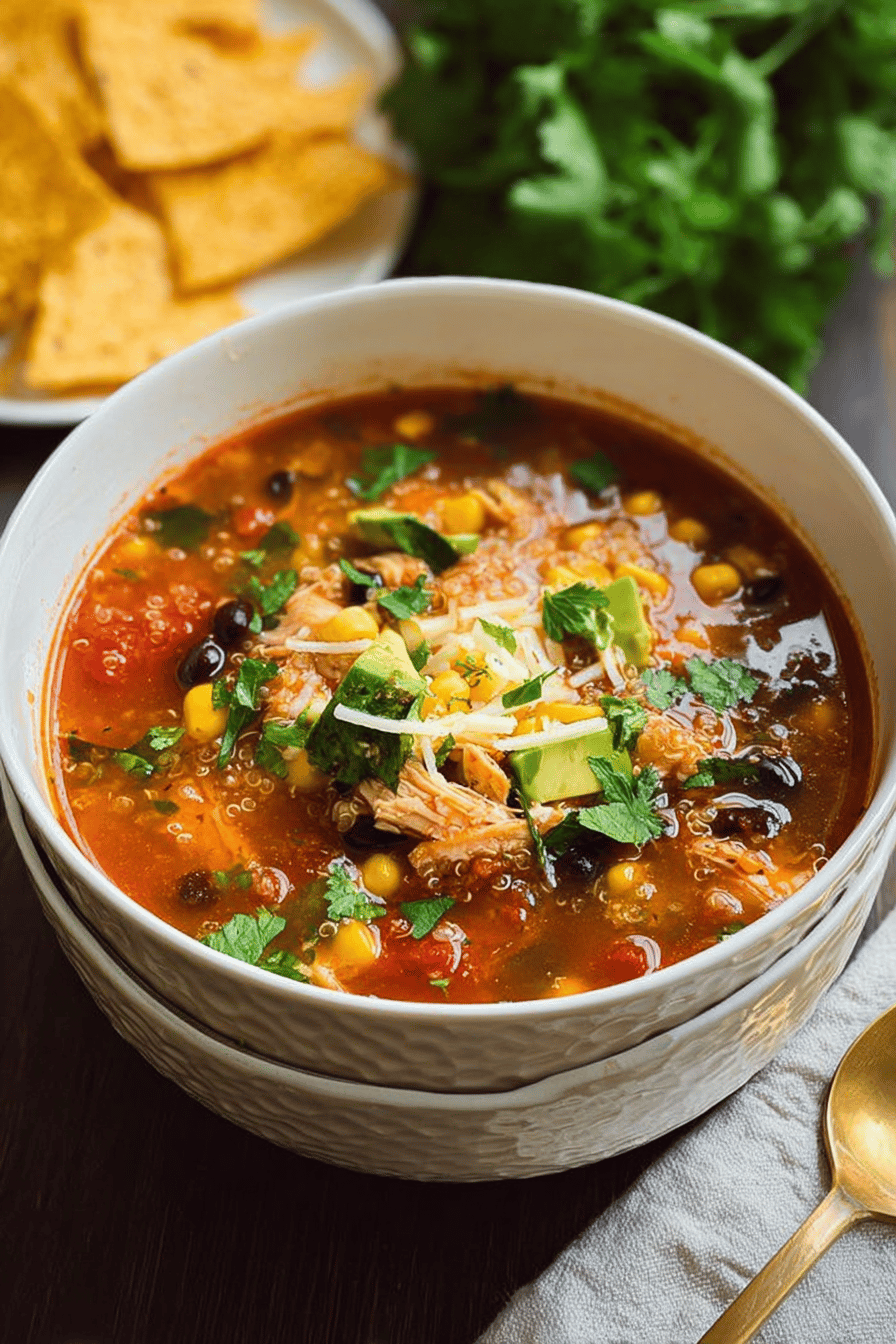 Slow Cooker Chicken Enchilada Quinoa Soup