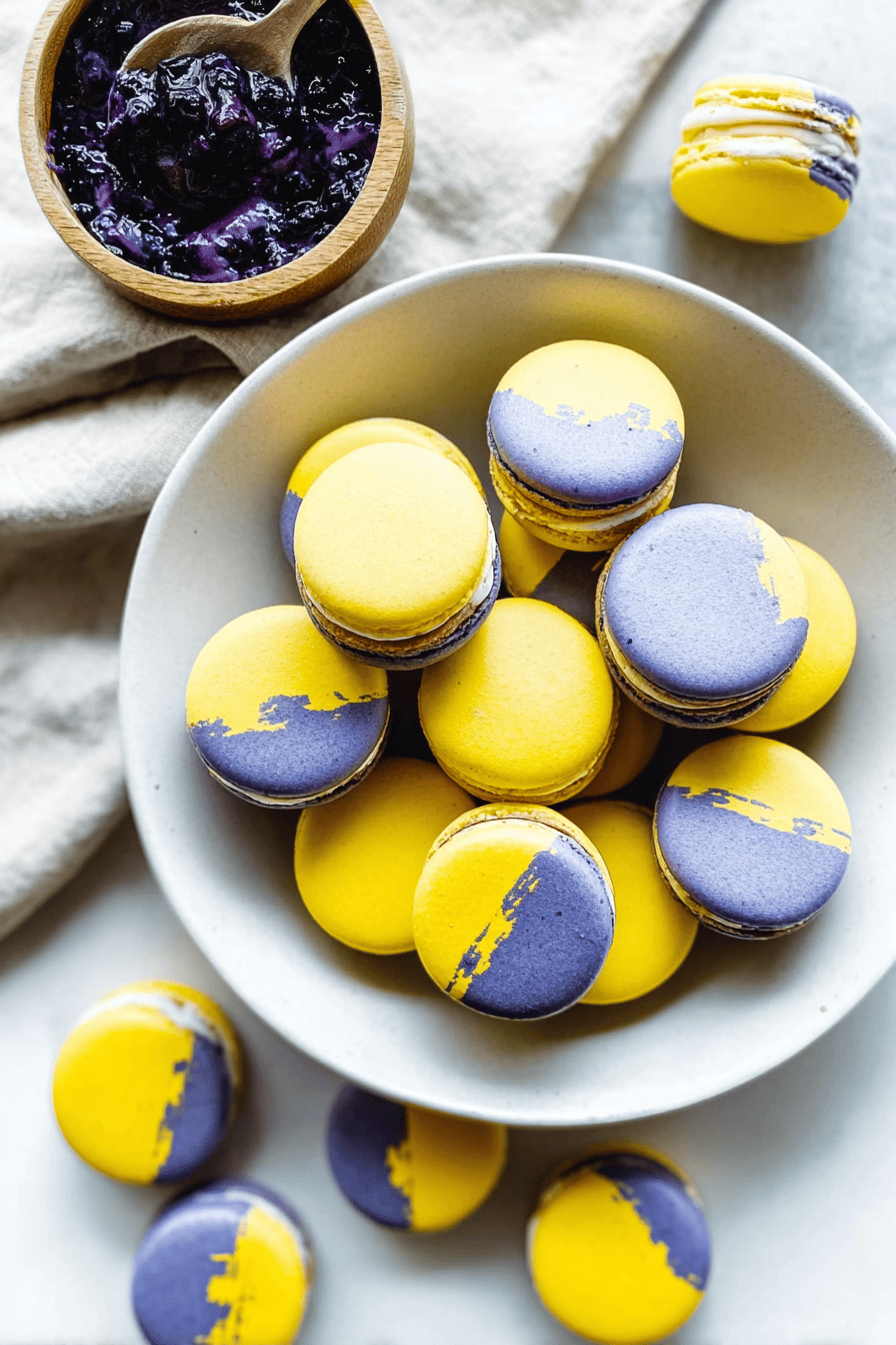 Vegan Lemon Blueberry Macarons