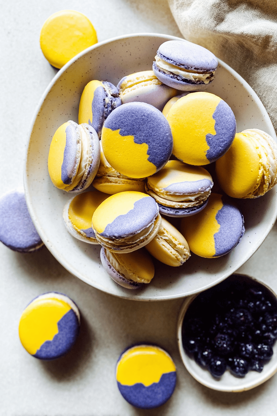 Vegan Lemon Blueberry Macarons