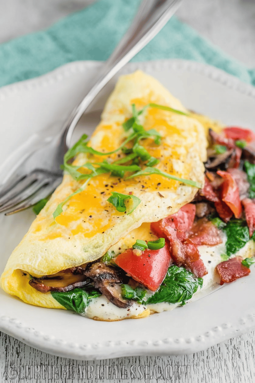 Bacon Spinach Egg White Omelette