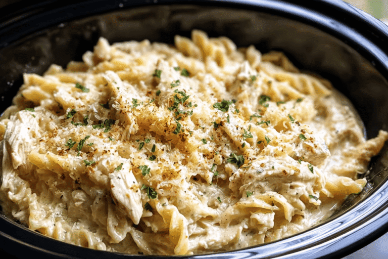 Parmesan Garlic Chicken Pasta Crockpot Recipe For Easy Meals 8 Garlic Parm Chicken Pasta 14.Png