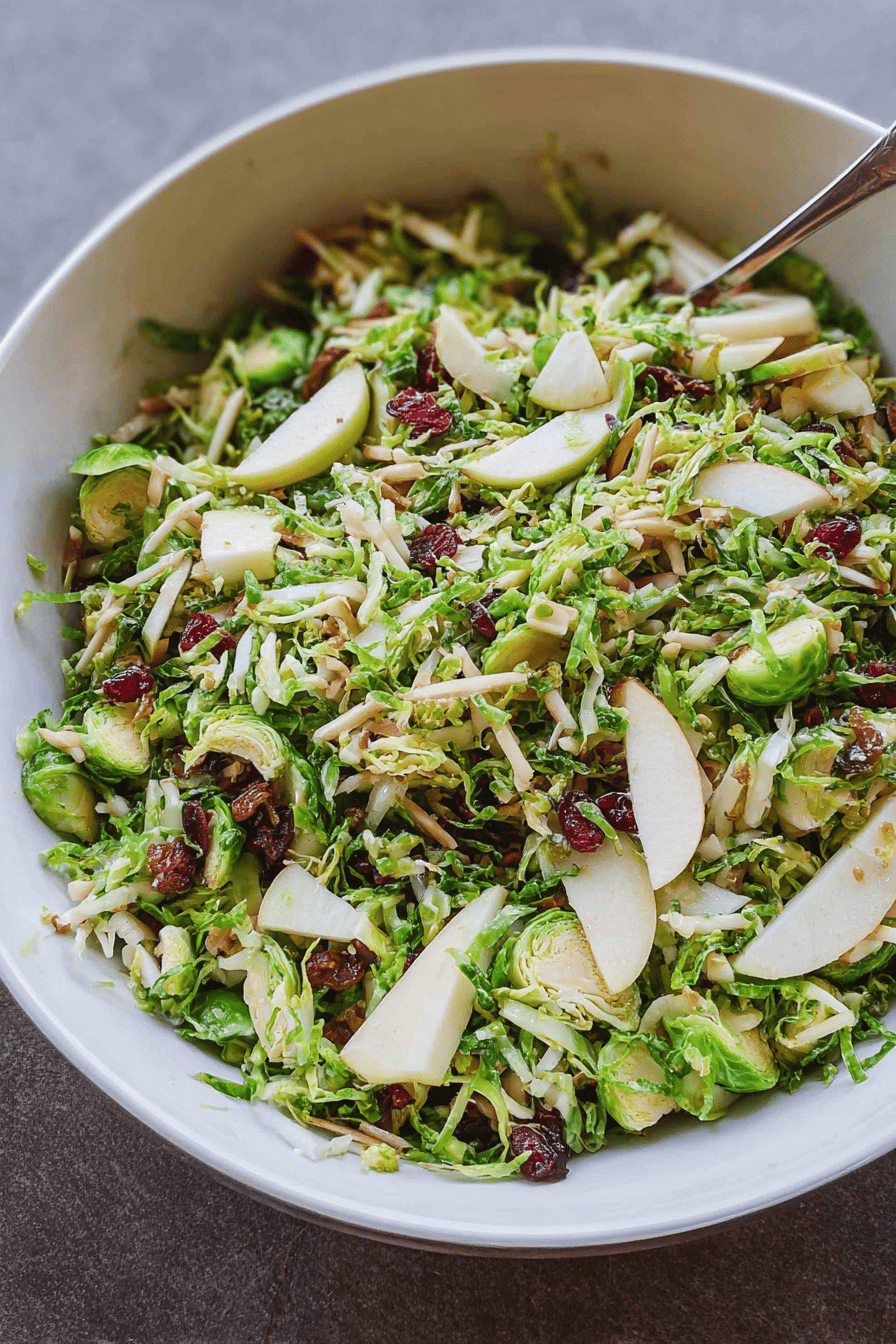 Shaved Brussels Sprout Salad With Fresh Ingredients And Simple Dressing 6 Shaved Brussels Sprout Salad