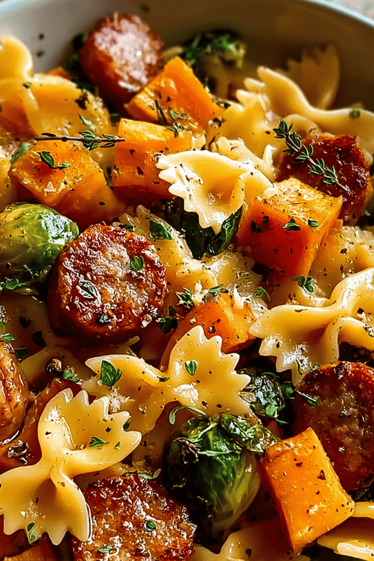 Sausage Pasta With Brussels Sprouts And Butternut Squash For Autumn Dinner 8 Autumn Sausage Pasta Bowl 65.Png