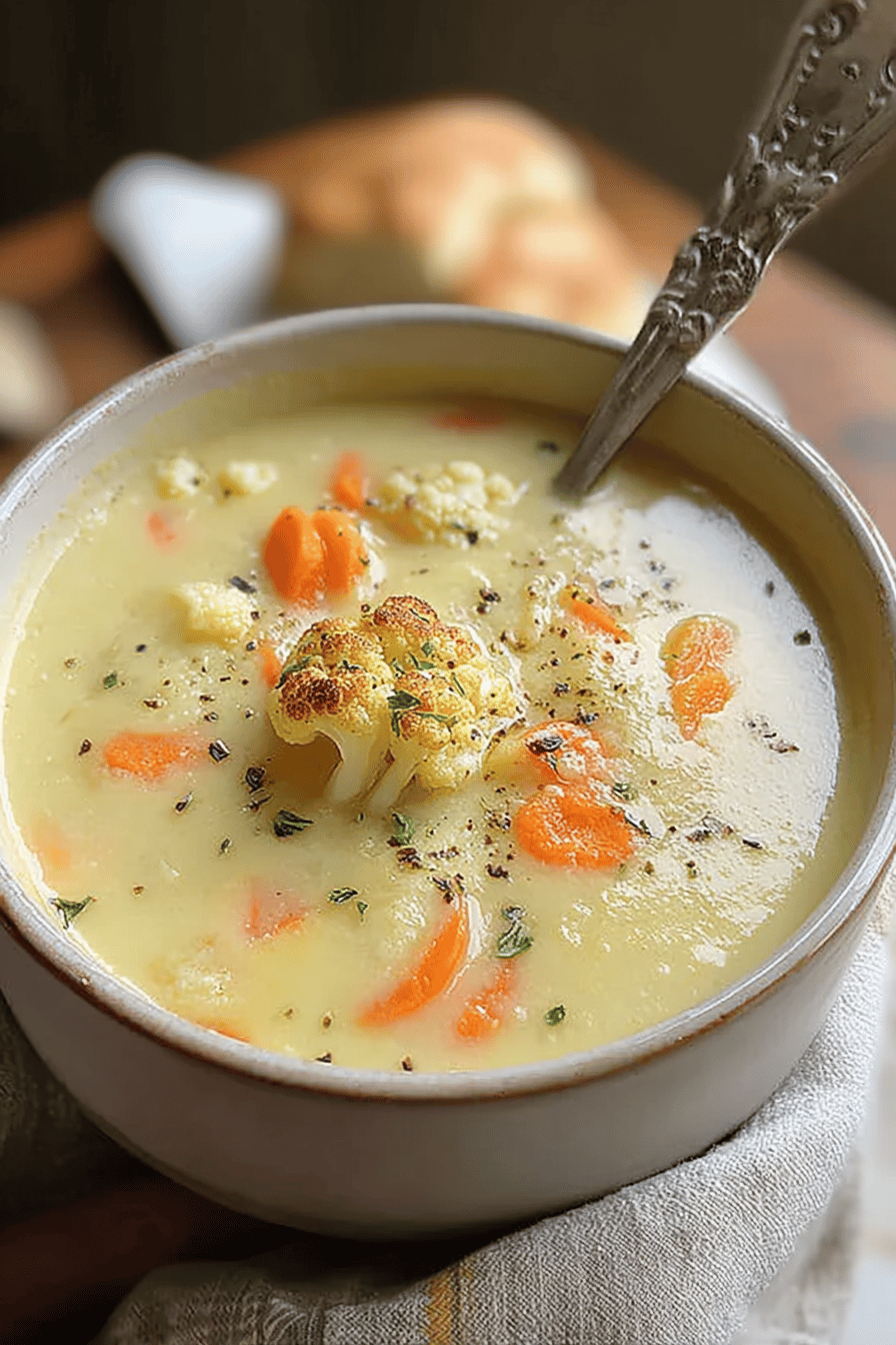 Roasted Garlic Cheddar Cauliflower Soup Recipe For Cozy Meals 6 Cheddar Cauliflower Soup